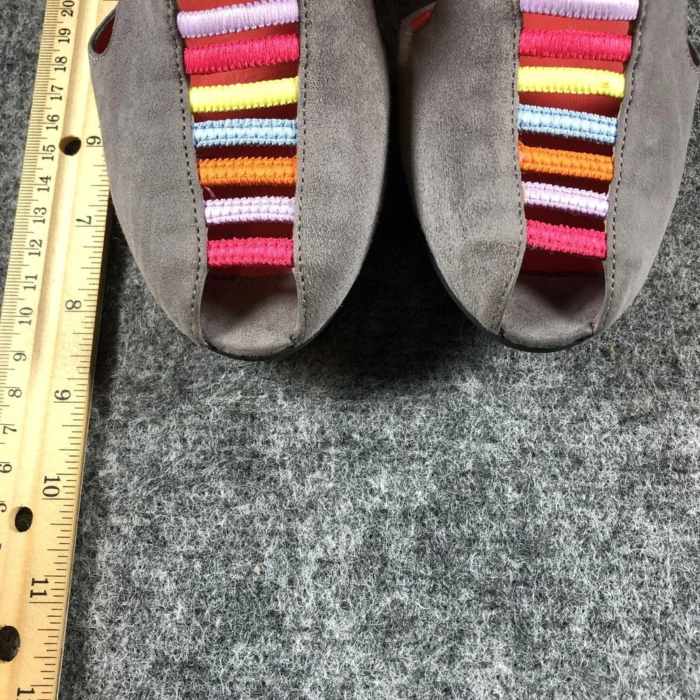 Pas de Rouge Pumps Womens Size 6 Gray Suede Block Heel Cutout Made Italy‎